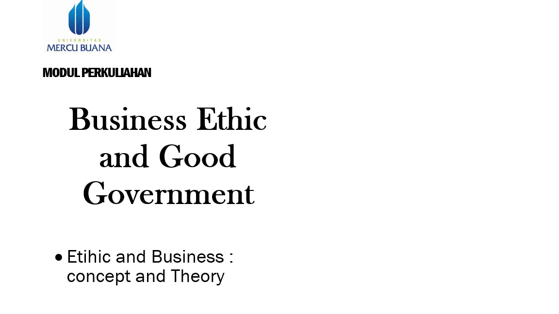 Business Ethic and Good Government