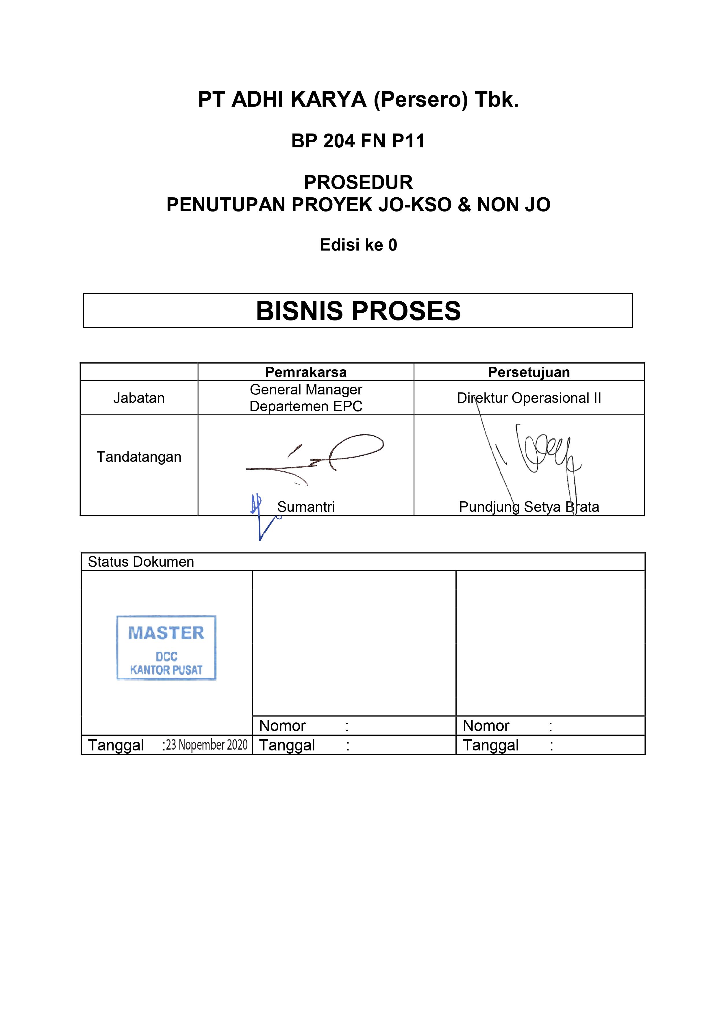 Prosedur Penutupan Proyek JO-KSO &amp; Non JO