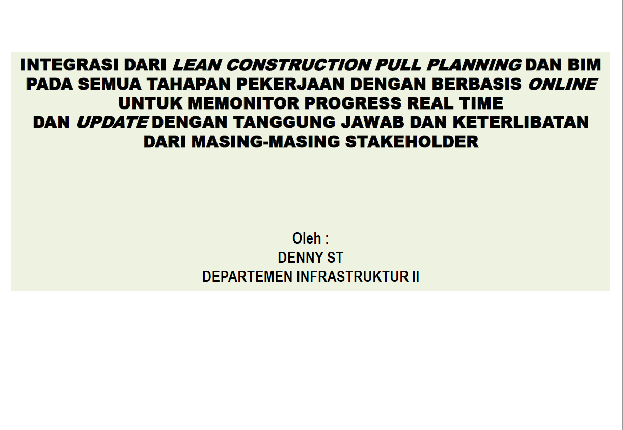 Integrasi Dari Lean Construction Pull Planning Dan BIM