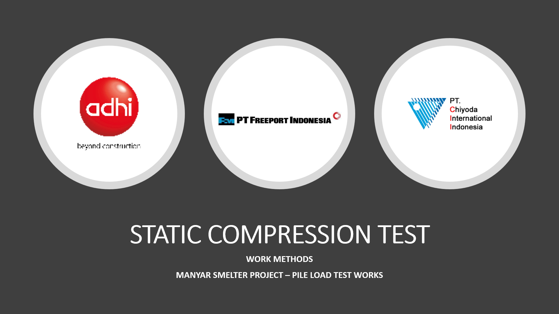 Static Compression Test - Work Methods Manyar Smelter Project - Pile Load Test Works