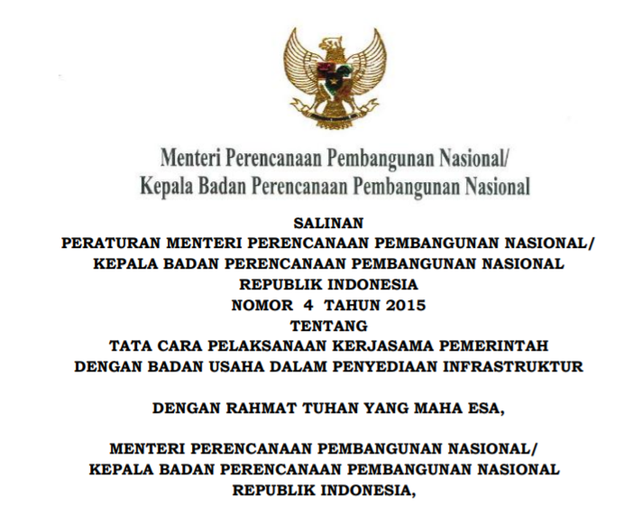 Permen Nomor 4 Tahun <span class="highlight">2</span>015 Bappenas KPBU