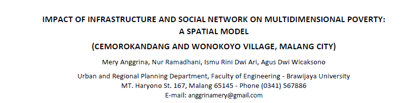 Impact of Infrastructure and Social Network on Multidimensional Poverty: A Spatial Model (Cemorokandang and Wonokoyo Village, Malang City)
